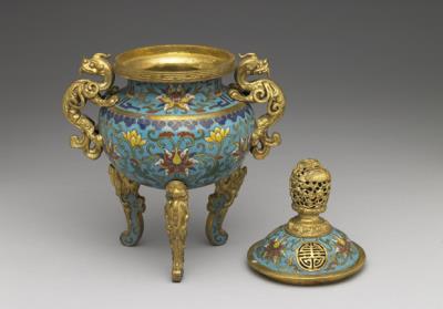 图片[2]-Copper incense burner in cloisonne enamels, Qing dynasty (1644-1911)-China Archive